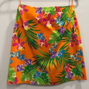 Ralph Lauren Orchid Tropical Floral Cotton Skirt
